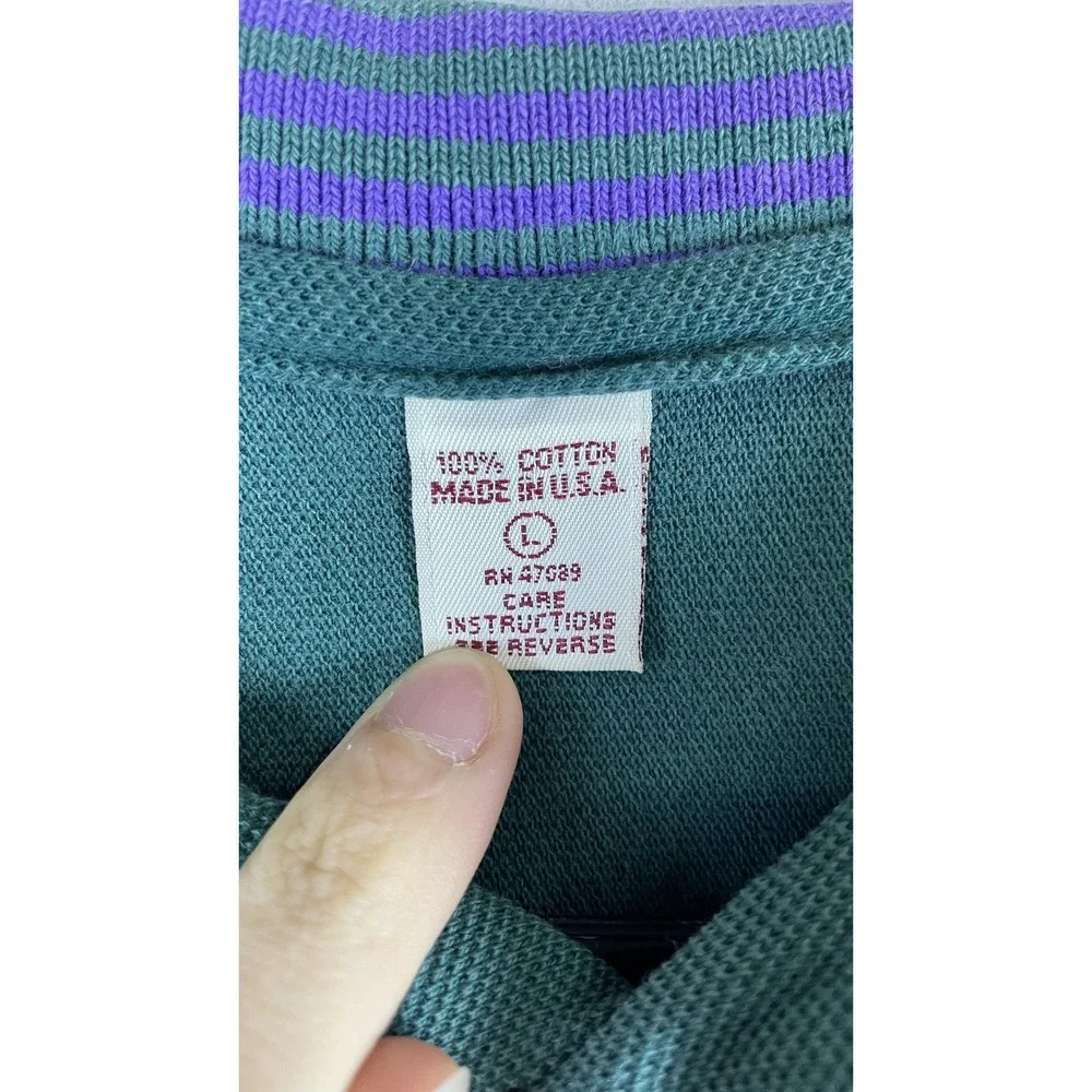 Vintage Atlanta 1996 Olympics Rugby‎ Polo Shirt Mens Large Green Purple Striped